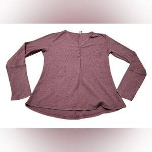 Women's XL Zyia Active Dont Wake Me Thermal Henley Waffle Knit Long-Sleeved Top